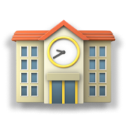 School building emoji representing clinics, colleges, and training centers